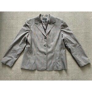 Women’s Rafaella Blazer Gray Checkered pattern 2 pocket Size 14